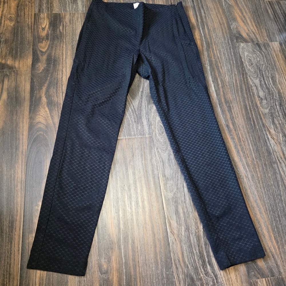 Ecru Harrison Side Zip Pants Black Textured Jacquard Slim Straight Size 6